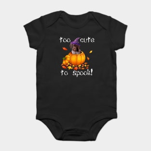 german shorthair pointer Too Cute To Spook Halloween Dog Baby Bodysuit